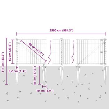 Euro Zaun mit 13 Spikepfosten 0.6x25 m aus verzinktem Stahl