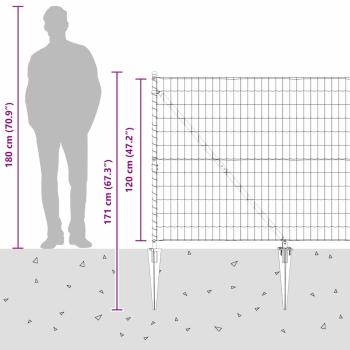 Euro-Zaun mit 13 Spitzenpfosten 1,2x25 m Verzinkter Stahl