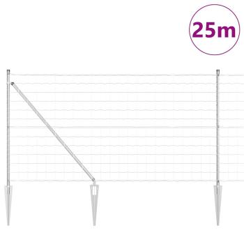Eurozaun mit 13 Stachelpfählen 1x25 m Verzinkter Stahl