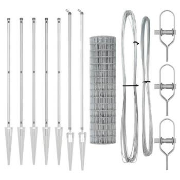 Eurozaun mit 7 Spike-Posten 1,2x10 m aus galvanisiertem Stahl