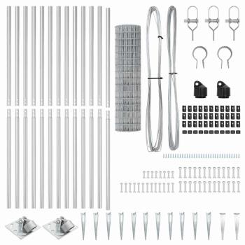 Euro Zaun mit 13 Spike-Posts 1,2x25 m Verzinkter Stahl