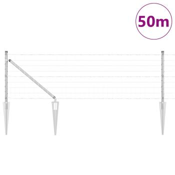 Euro Zaun mit 13 Spike-Posten 0.6x50 m verzinkter Stahl
