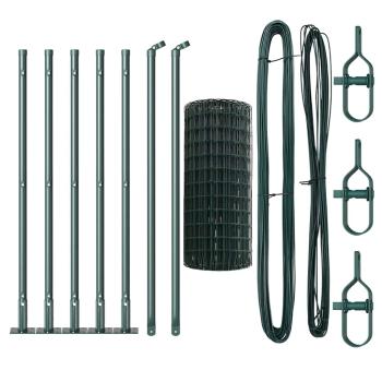 Euro-Zaun mit 7 Flanschpfosten 0,4x10 m galvanisierter Stahl