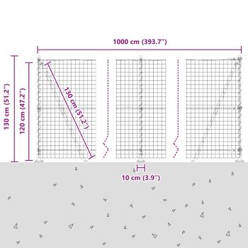 Eurozaun mit Betonfundament 10 x 1,2 m PVC-beschichteter Stahl