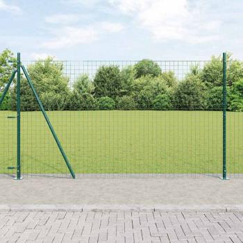 ARDEBO.de - Euro Zaun mit 7 Flanschpfosten 1.4x10 m verzinkter Stahl