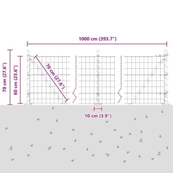 Euro Zaun mit 7 Flanschpfosten 0,6x10 m verzinkter Stahl