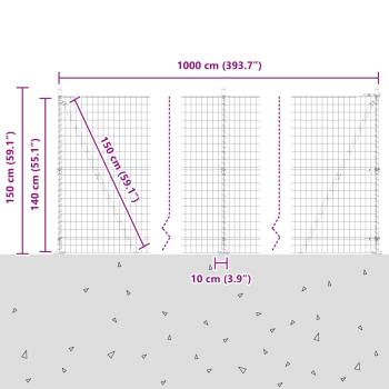 Euro Zaun mit 7 Flanschpfosten 1.4x10 m verzinkter Stahl