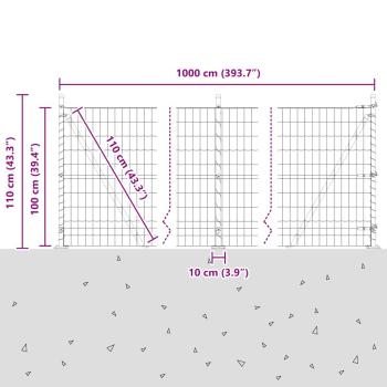 Euro-Zaun mit Betonsockel 10 x 1 m PVC-beschichteter Stahl Grün