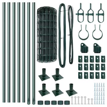 Euro Zaun mit 7 Flanschpfosten 0.6x10 m verzinkter Stahl