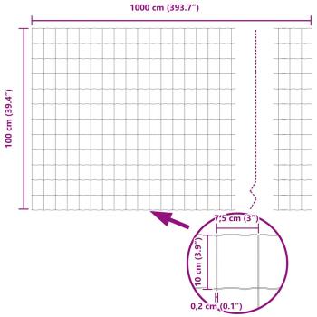 Eurozaun mit 7 Flanschpfosten 1x10 m Verzinkter Stahl