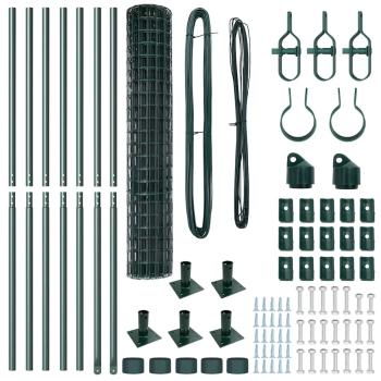 Euro Zaun mit 7 Flanschpfosten 1,6x10 m galvanisierter Stahl