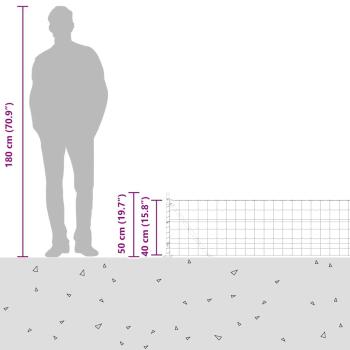 Eurozaun mit 7 Flanschpfosten 0.4x10 m Verzinkter Stahl