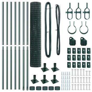 Euro Zaun mit 7 Flanschpfosten 1,6x10 m galvanisierter Stahl