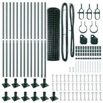 Eurozaun mit 13 Flanschpfosten 1x25 m verzinkter Stahl