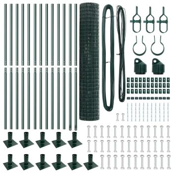 Euro Zaun mit 13 Flanschpfosten 1,2x25 m verzinkter Stahl