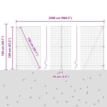 Euro Zaun mit 13 Flanschpfosten 1,2x25 m verzinkter Stahl