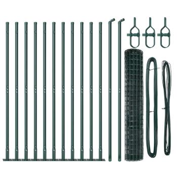 Eurozaun mit 13 Flanschpfosten 1,2x25 m verzinkter Stahl