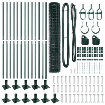 Euro-Zaun mit 13 Flanschpfosten 1,2x25 m feuerverzinkter Stahl