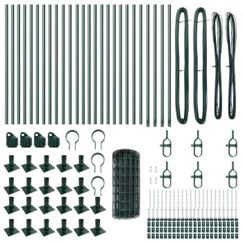 Euro-Zaun mit 13 Flanschpfosten 0.4x50 m verzinkter Stahl