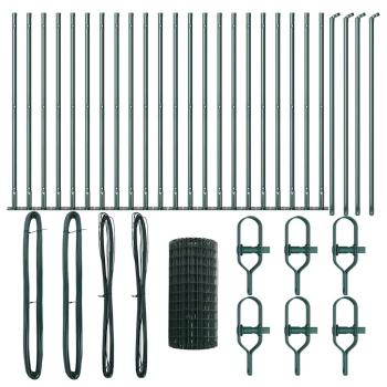 Eurozaun mit 13 Flanschpfosten 0,4x50 m verzinkter Stahl