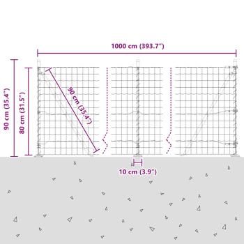Eurozaun Set aus 2 Grün Pulverbeschichteter Stahl 10 x 0.8 m