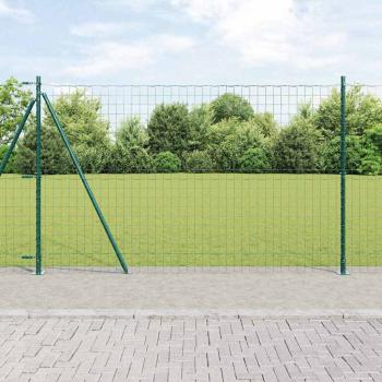 ARDEBO.de - Euro Zaun mit 7 Flanschpfosten 1,4x10 m galvanisierter Stahl