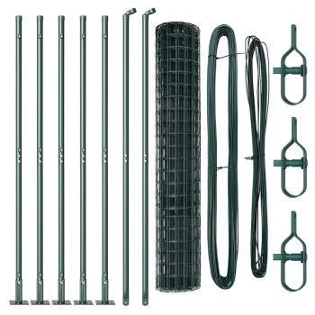 Euro Zaun mit 7 Flanschpfosten 1,4x10 m galvanisierter Stahl