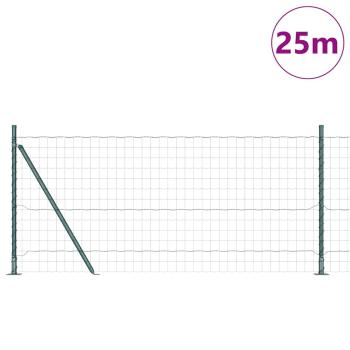Euro Zaun Set von 2 Grün Pulverbeschichteter Stahl 25 x 1,0 m