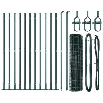 Euro Zaun Set von 2 Grün Pulverbeschichteter Stahl 25 x 1,0 m