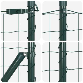 Euro Zaun Set von 2 Grün Pulverbeschichteter Stahl 25 x 1,0 m