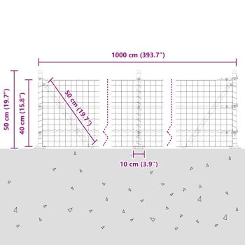 Euro Zaun mit 7 Flanschteilen 0.4x10 m galvanisierter Stahl