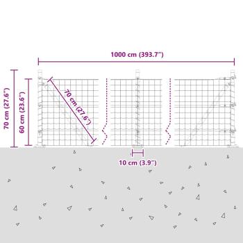 Euro Zaun mit 7 Flanschpfosten 0.6x10 m verzinkter Stahl