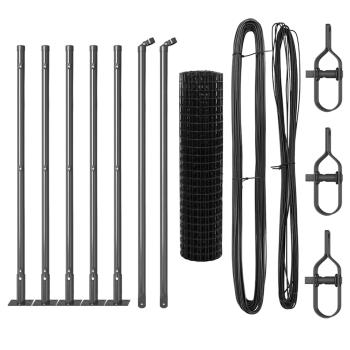 Euro Zaun mit 7 Flanschpfosten 0.6x10 m verzinkter Stahl
