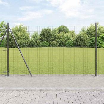 ARDEBO.de - Euro Zaun mit 7 Flanschpfosten 1,5x10 m verzinkter Stahl