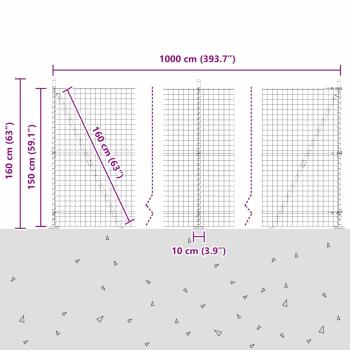 Euro-Zaun mit Betonsockel 10 x 1,5 m PVC-beschichteter Stahl