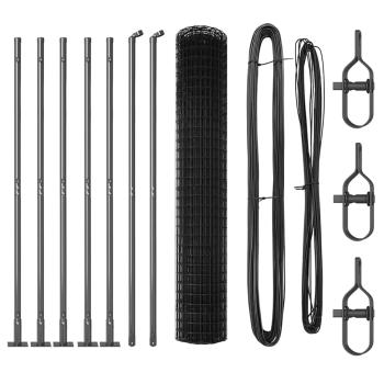 Euro-Zaun mit 7 Flanschpfosten 1,5x10 m verzinkter Stahl