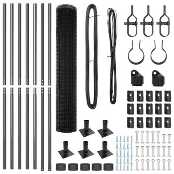 Euro-Zaun mit 7 Flanschpfosten 1,5x10 m verzinkter Stahl