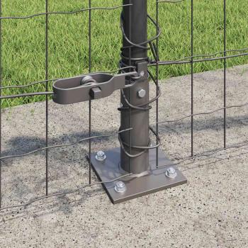 Eurozaun mit 7 Flanschpfosten 0.6x10 m galvanisierter Stahl