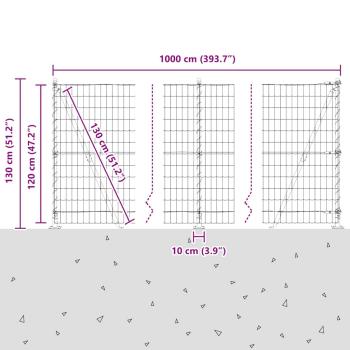 Euro-Zaun mit Betonsockel 10 x 1,2 m PVC-beschichteter Stahl