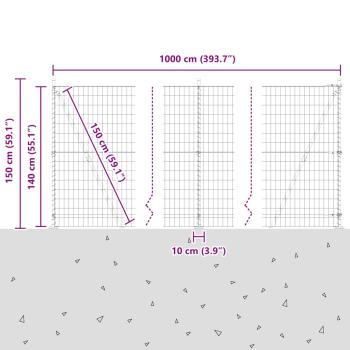 Euro Zaun mit 7 flanschmontierten Pfosten 1.4x10 m verzinkter Stahl