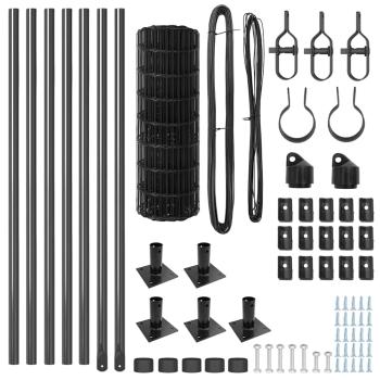 Euro Zaun mit 7 Flanschpfosten 0,4x10 m verzinkter Stahl