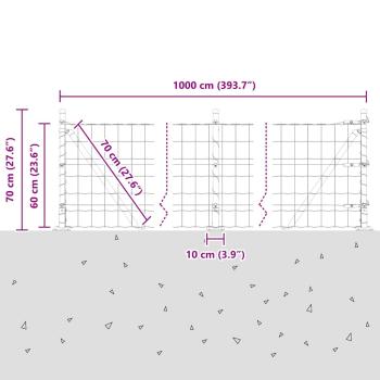 Euro Zaun mit 7 Flanschpfosten 0.6x10 m verzinkter Stahl