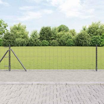 ARDEBO.de - Euro Zaun mit 7 Flanschpfosten 0.4x10 m verzinkter Stahl