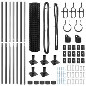 Euro Zaun Set von 2 Grau Metall 10 m lang Langlebig Euro Zaun