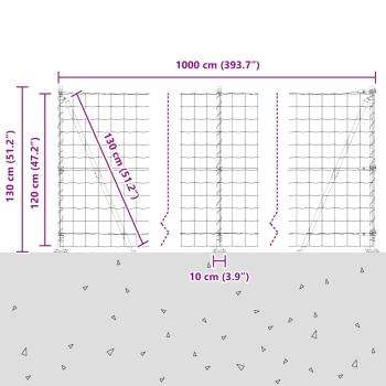 Euro-Zaun mit 7 Flanschartigen Pfosten 1,2x10 m verzinkter Stahl