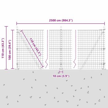 Eurozaun mit Betonfundament 25 x 1 m PVC-beschichteter Stahl