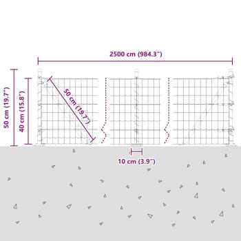 Euro Zaun mit 13 Flanschkörpern 0,4x25 m verzinkter Stahl