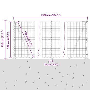 Euro-Zaun mit 13 Flanschpfosten 1,2x25 m verzinkter Stahl
