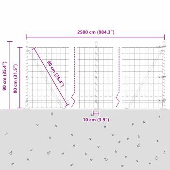 Euro Zaun mit 13 Flanschen 0,8x25 m verzinkter Stahl