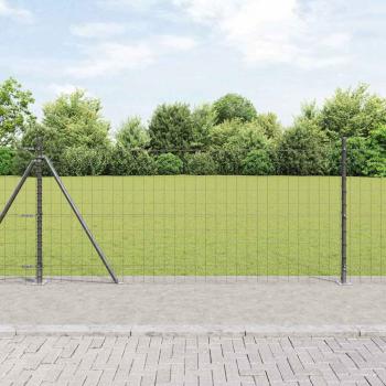 ARDEBO.de - Euro Zaun mit 13 Flanschpfosten 1x25 m Galvanisierter Stahl